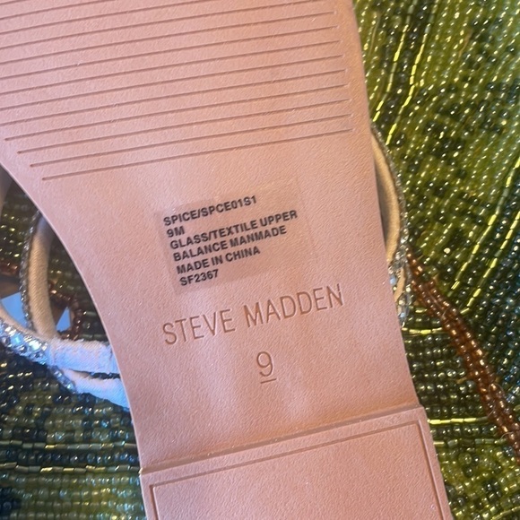 Brand New Steve Madden Glass Beaded Bling Multi Strap Slides  Slip On Sandals - Picture 14 of 15